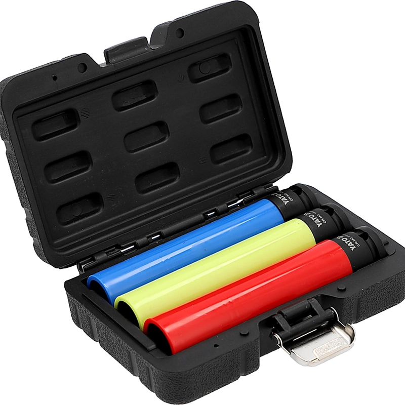 SET DADOS IMPACTO LLANTA ALUMINIO YATO 1/2' 17-21MM 3PZ LARGO - 1