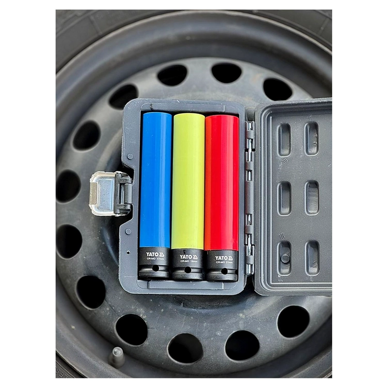 SET DADOS IMPACTO LLANTA ALUMINIO YATO 1/2' 17-21MM 3PZ LARGO - 4
