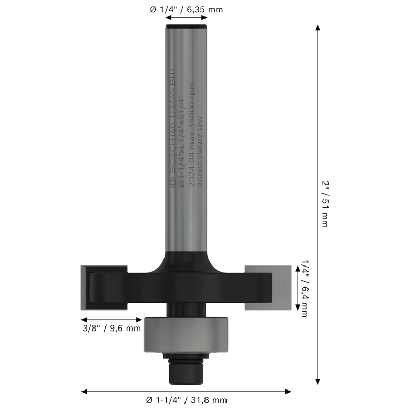 FRESA RANURAR BOSCH PRO MACHIHEMBRADO D31,8MM VASTAGO 1/4'' - 3