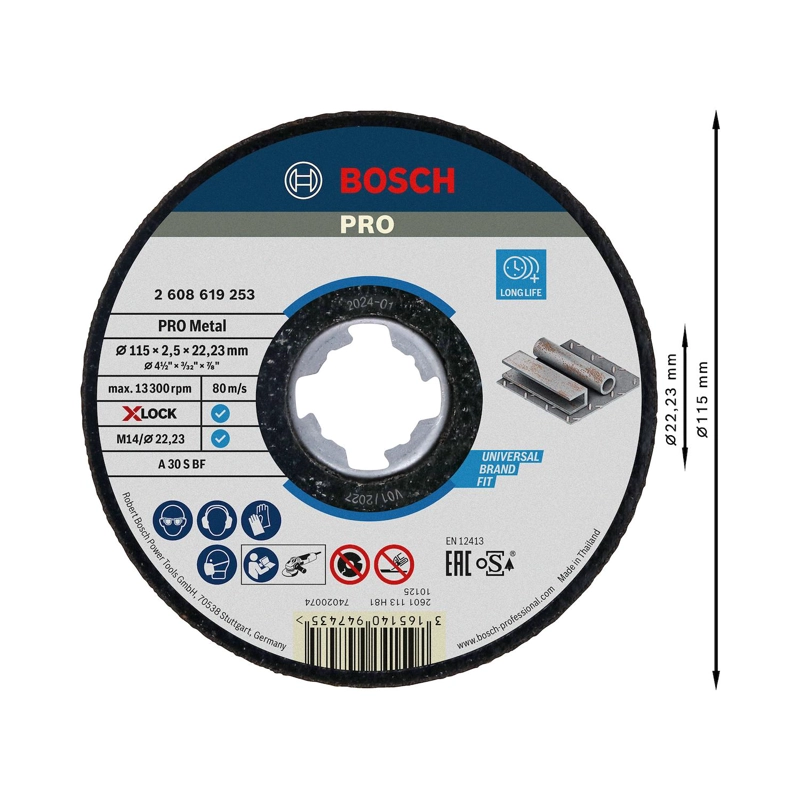 DISCO CORTE BOSCH PRO METAL X-LOCK 115X2,5MM A30 AMOLADORA - 3