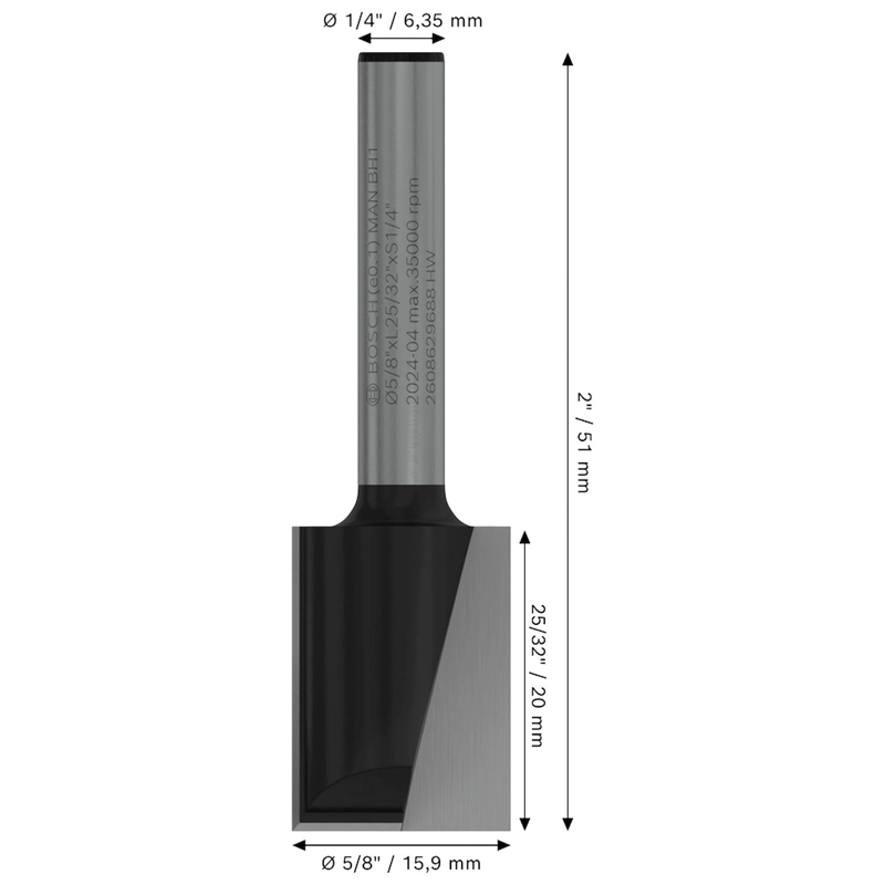 FRESA RECTA BOSCH PRO RANURAR D15,9MM VASTAGO 1/4'' MADERA - 3