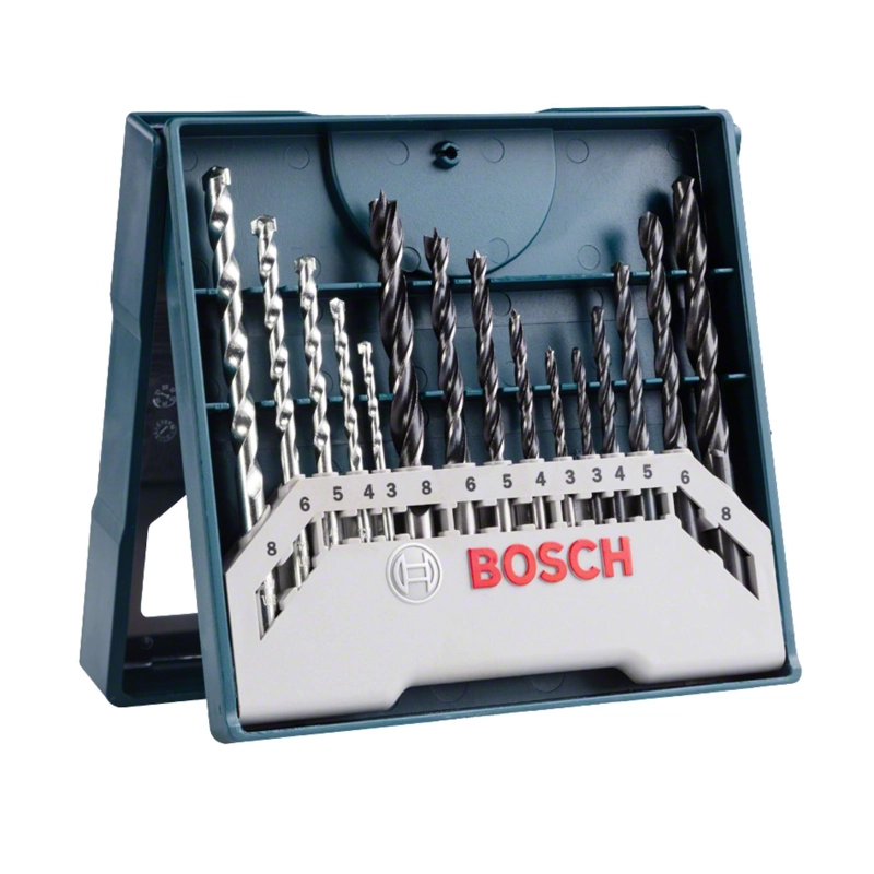SET 15 BROCAS BOSCH MINI X-LINE METAL MADERA CONCRETO 3-8MM - 3