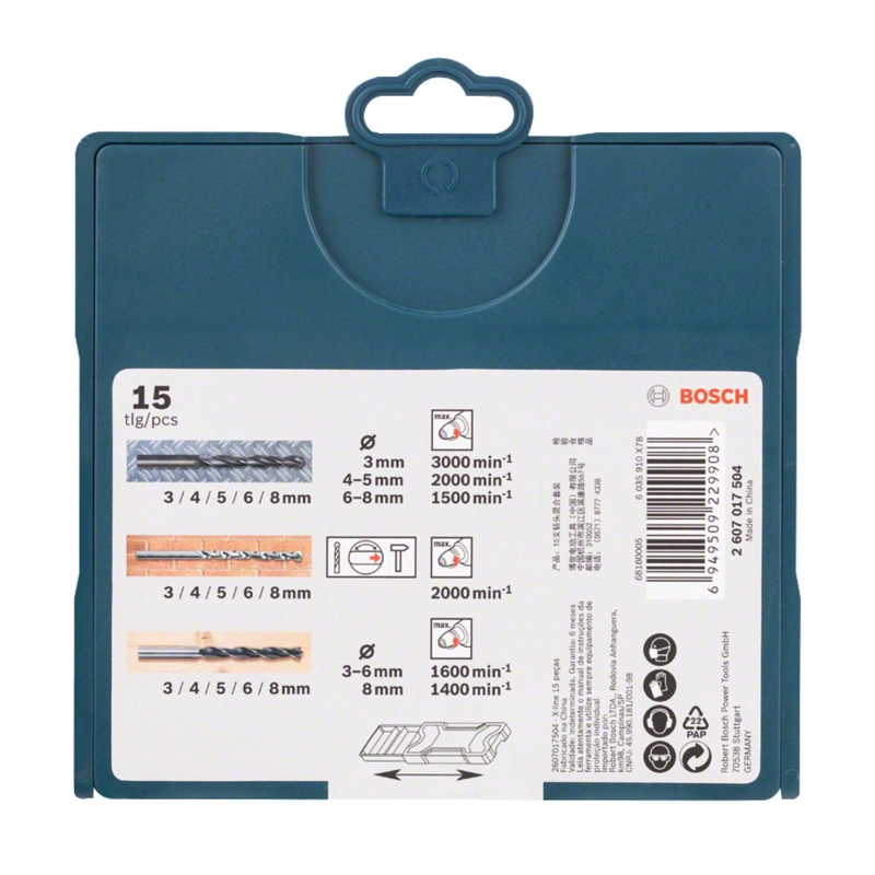 SET 15 BROCAS BOSCH MINI X-LINE METAL MADERA CONCRETO 3-8MM - 4
