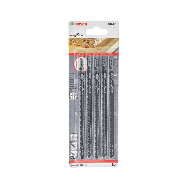 HOJA CALADORA BOSCH T344D SPEED MADERA 5 PIEZAS CORTE RAPIDO - 1