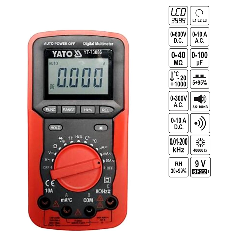 MULTIMETRO DIGITAL YATO YT-73086 600V AC/DC 10A - 3