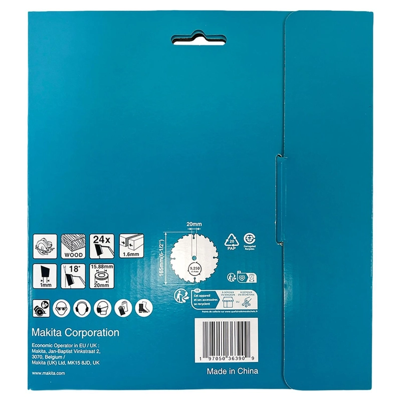 DISCO SIERRA CIRCULAR 6-1/2'' EJE 20MM 24 D MADERA - MAKITA - 3