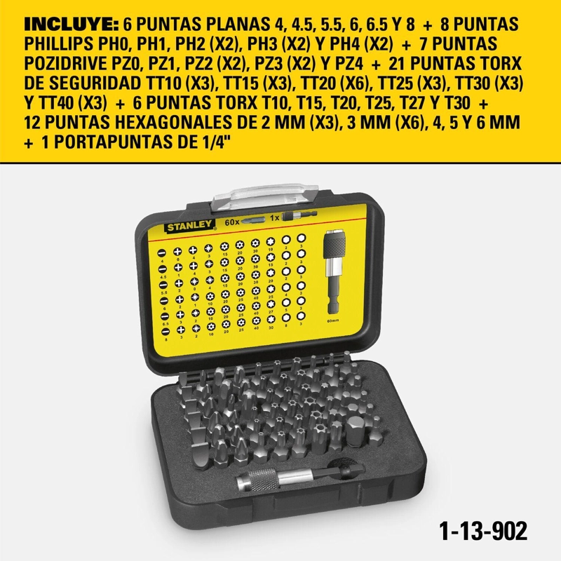 SET PUNTAS ATORNILLAR STANLEY FATMAX 1/4'' 61 PZAS 1-13-902 - 8