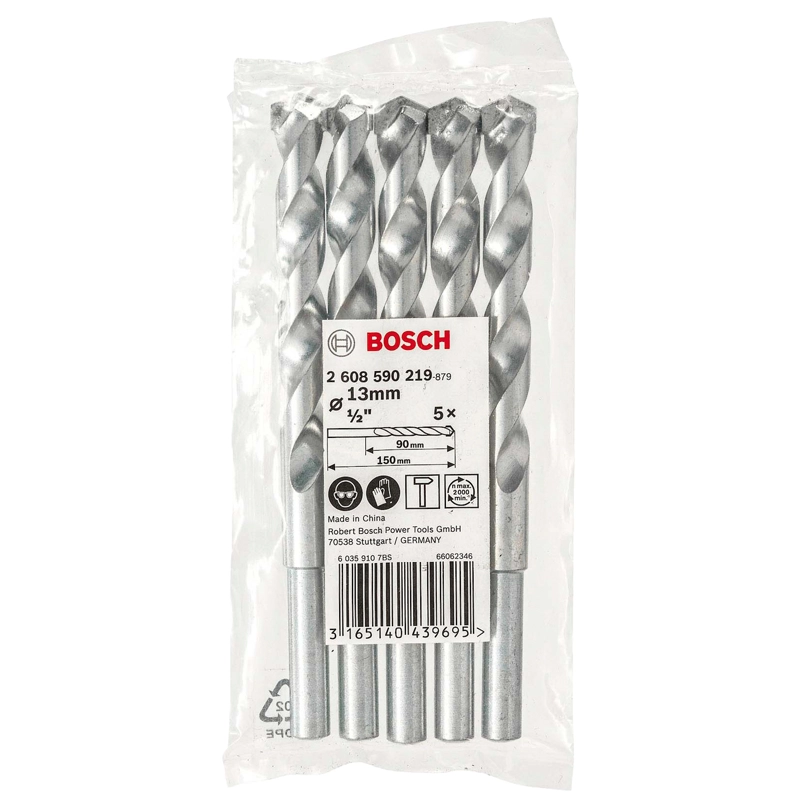 JUEGO CON 5 BROCAS PARA MAMPOSTERIA BOSCH CYL-1 Ø13X85X150MM - 1