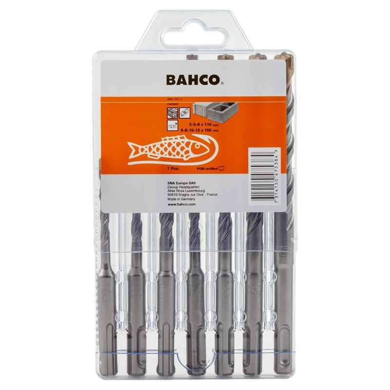 JUEGO DE BROCAS SDS-PLUS 2 ARISTAS 7 PZAS - BAHCO - 1