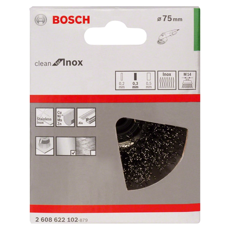GRATA COPA ACERO PRO INOXIDABLE ONDULADO 75MM / M14 - BOSCH - 2