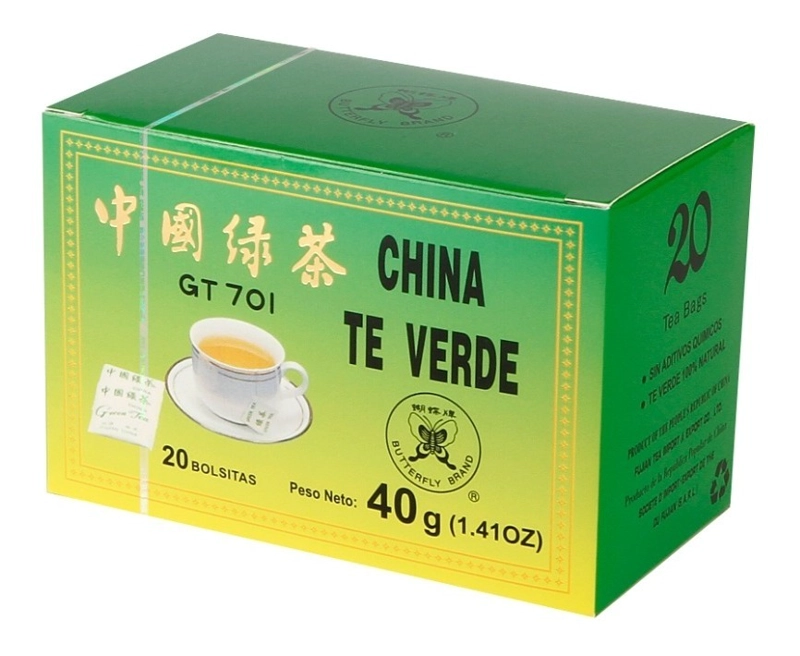 TE VERDE CHINA GREEN TEA BUTTERFLY BRAND 20 BOLSITAS 40G - 1