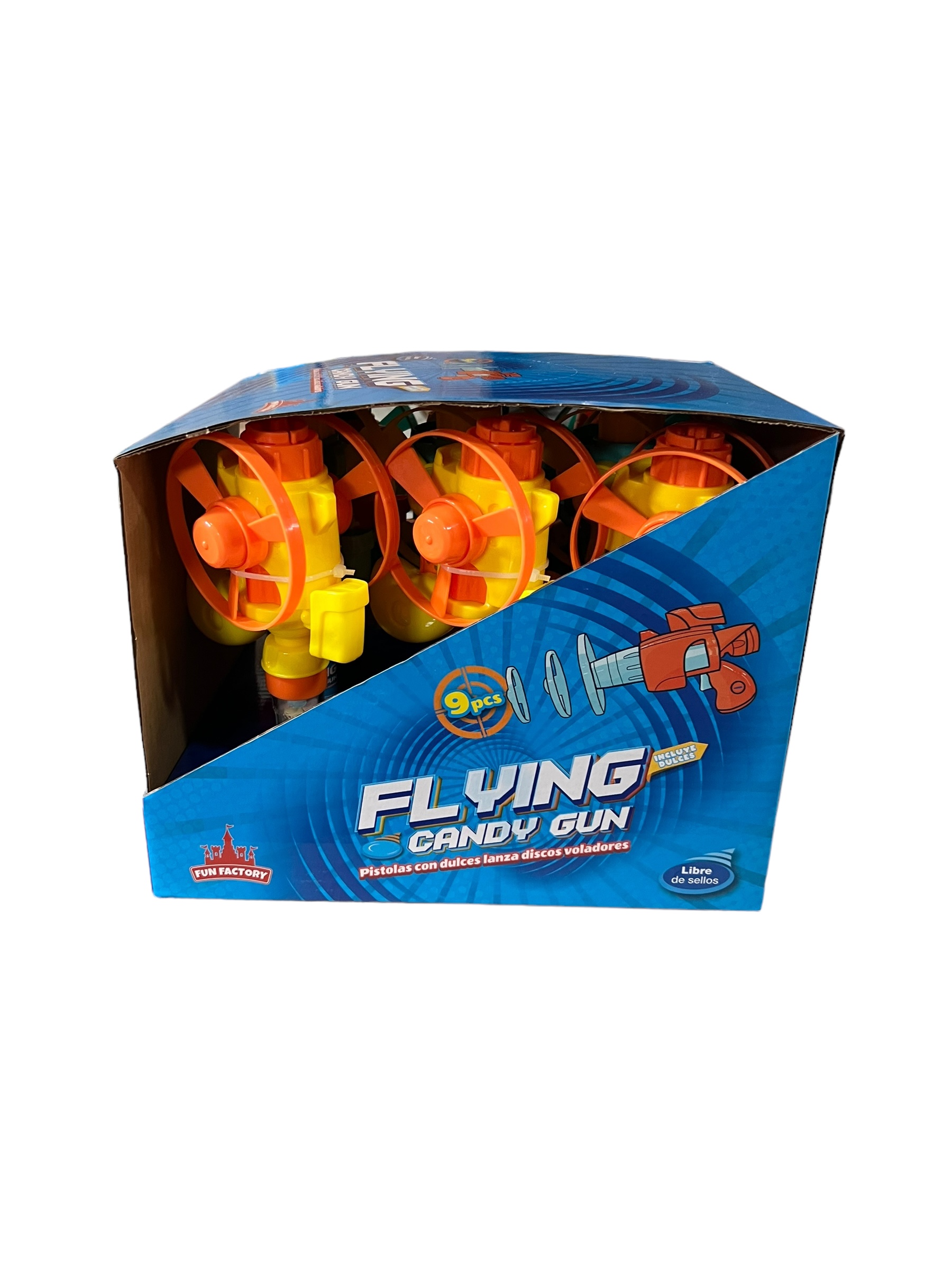 PACK 9 JUGUETES + DULCE SORPRESA CUMPLEAÑOS FLYING CANDY GUN - 5
