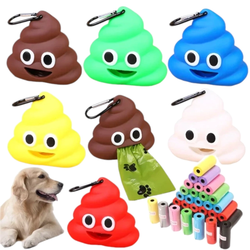 DISPENSADOR BOLSAS MASCOTAS PERRO EMOJI CACA | AMARILLO - 2