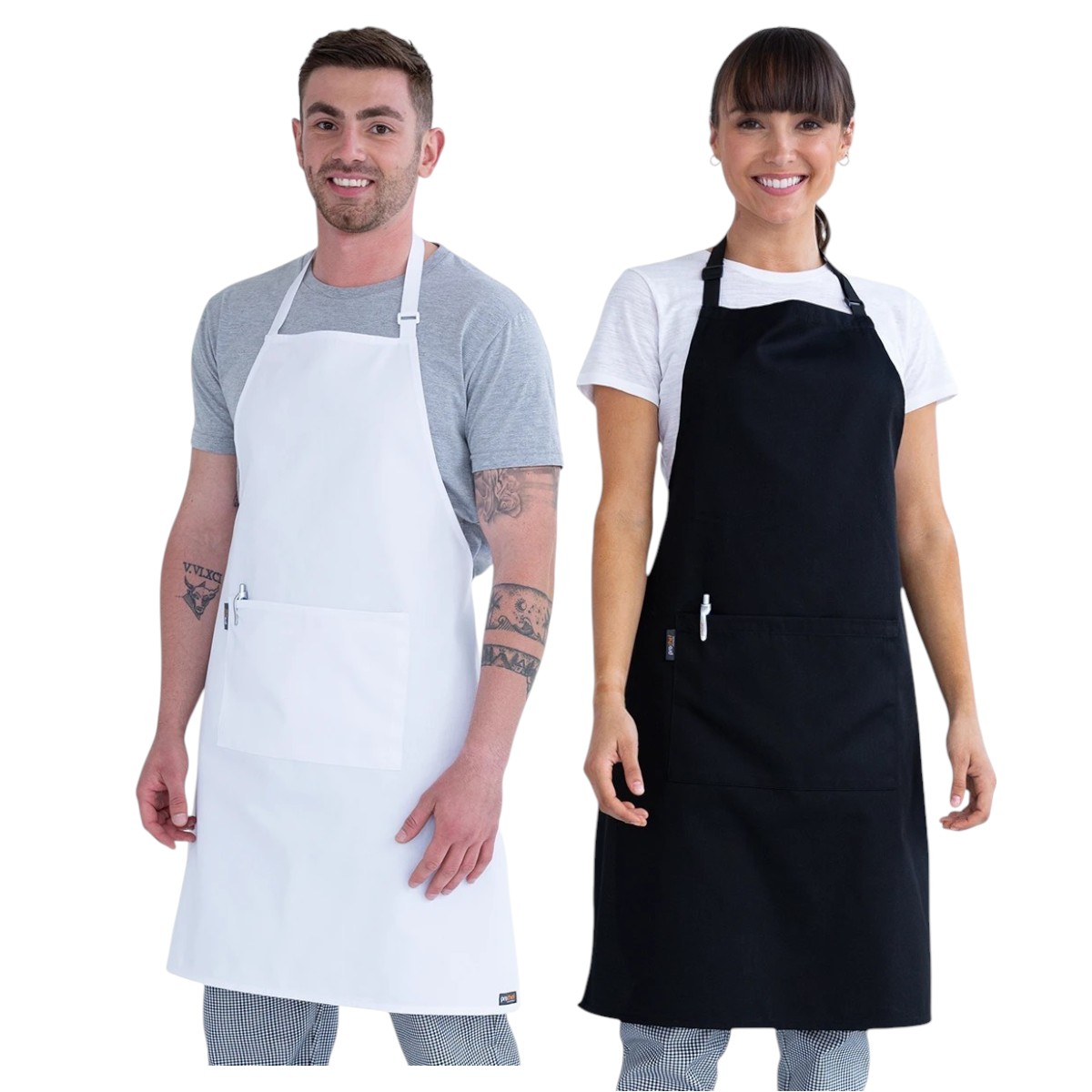 PACK 2 PECHERAS | DELANTALES CHEF BARBERIA RESTAURANTE B&N - 1