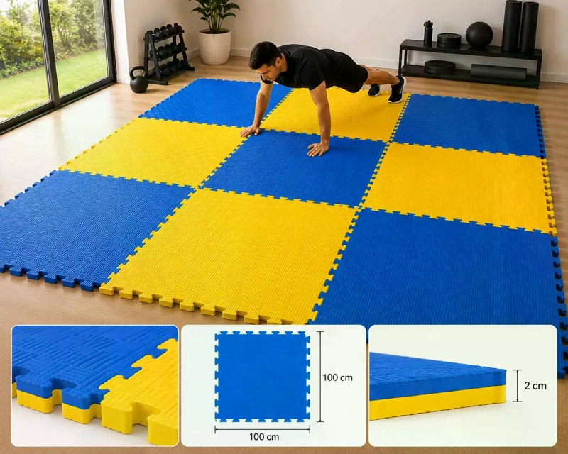 PISO TATAMI GOMA EVA PREMIUM 1MT X 1MT X 2 CM ANCHO - AMARILLO - 3