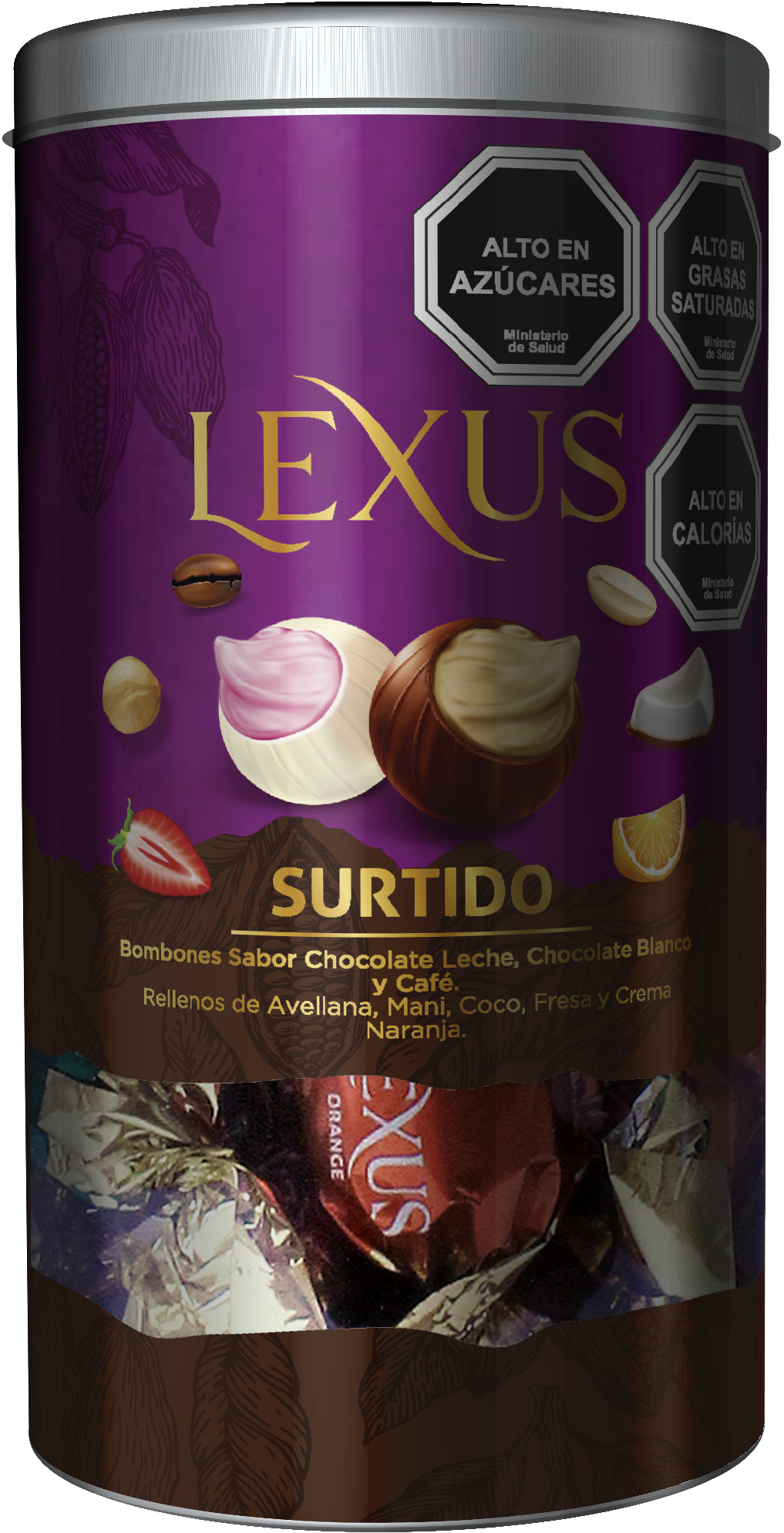 POTE DE CHOCOLATES BOMBONES LEXUS SURTIDOS 180G - 1