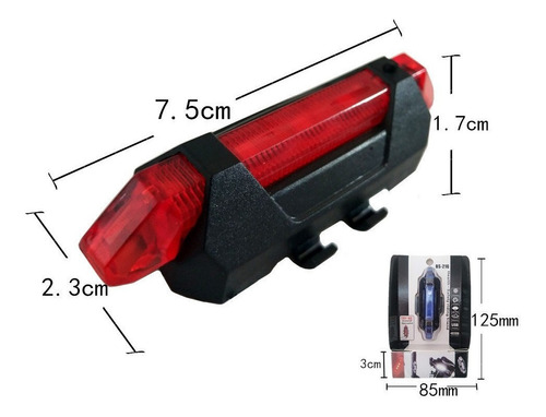 LUZ BICICLETA TRASERA RECARGABLE USB - 3