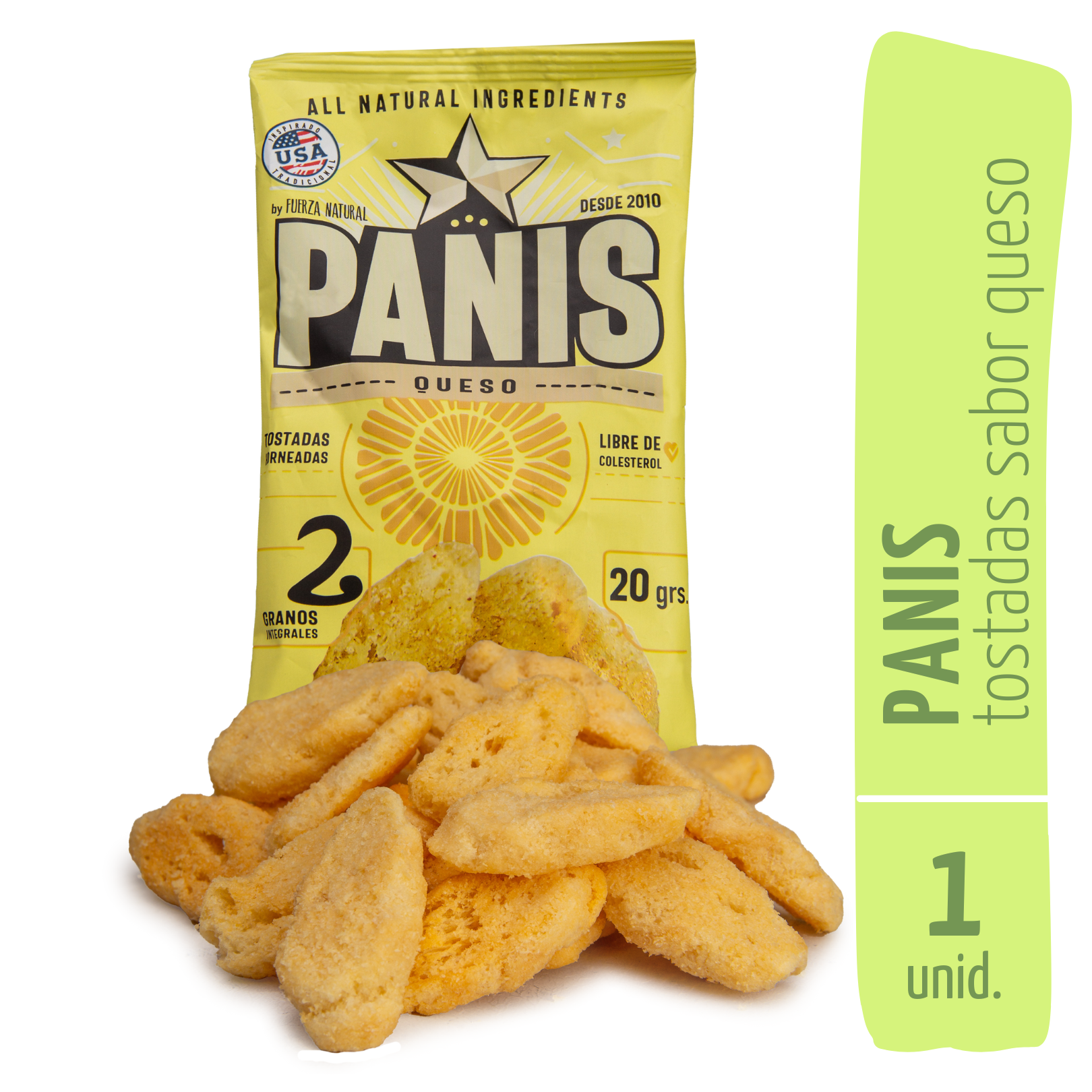 PANIS 20G SABOR QUESO SNACK SALUDABLE FUERZA NATURAL - 1