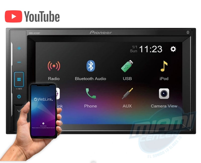 RADIO PIONEER DMH-A245BT 2 DIN WEB LINK FULL HD 3RCA - 3
