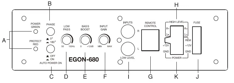 SUBWOOFER PLANO AMPLIFICADO SANSUI EGON-680 CONTROL - 2