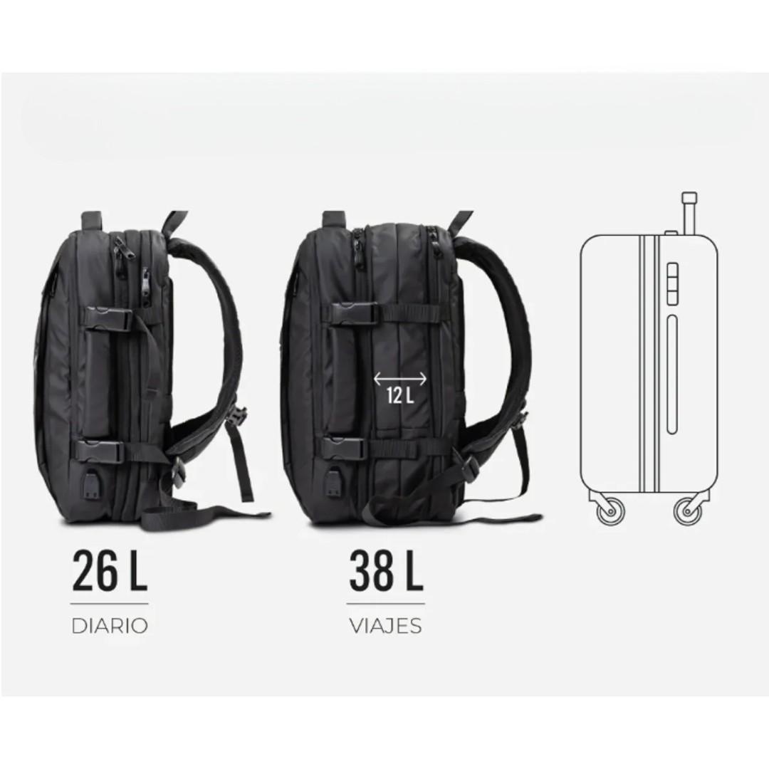 MOCHILA MALETA CARRY ON IMPERMEABLE EXPANSIBLE 38L USB - 5