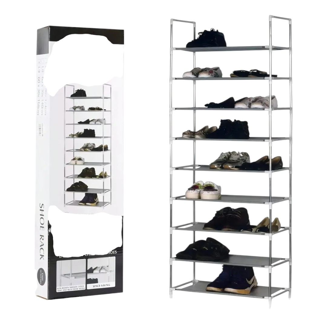 ZAPATERO ESTANTE 27 PARES 9 NIVELES METÁLICA Y PLÁSTICO COLOR PLATEADO - 2