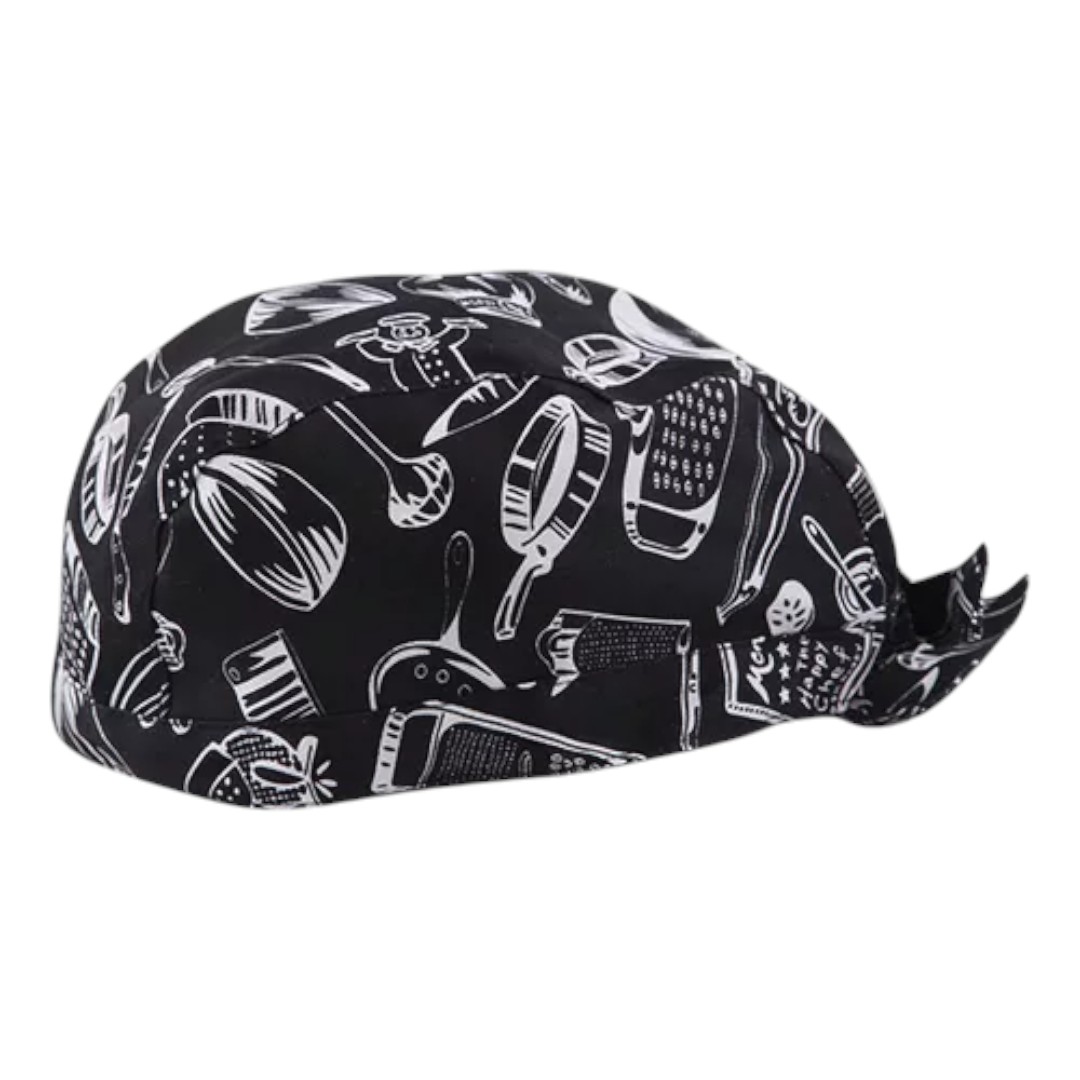 GORRO O BANDANA DE COCINA CHEF CON LAZO AMARRABLE - BLANCO INVIERNO - 1