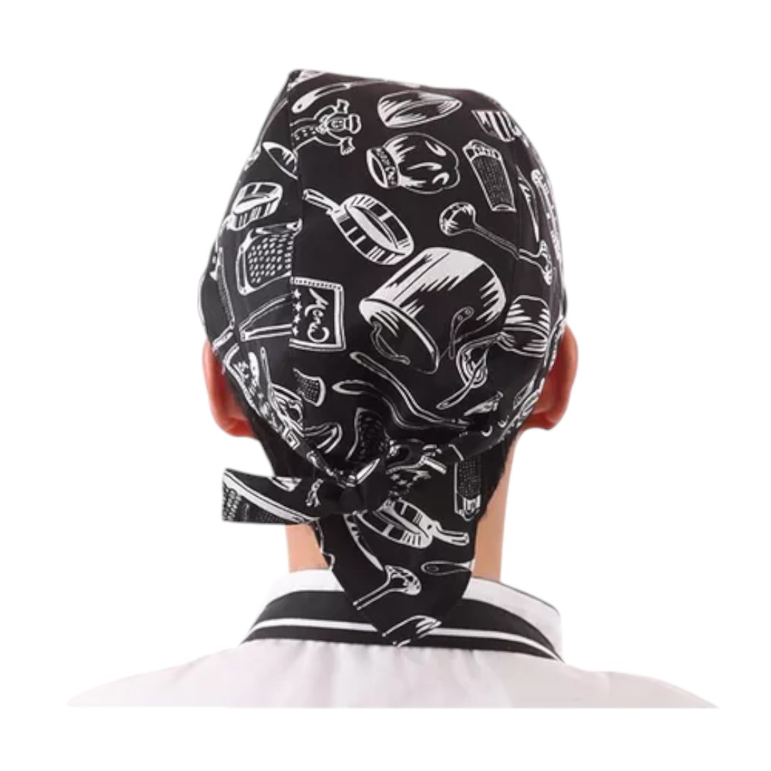 GORRO O BANDANA DE COCINA CHEF CON LAZO AMARRABLE - BLANCO INVIERNO - 2