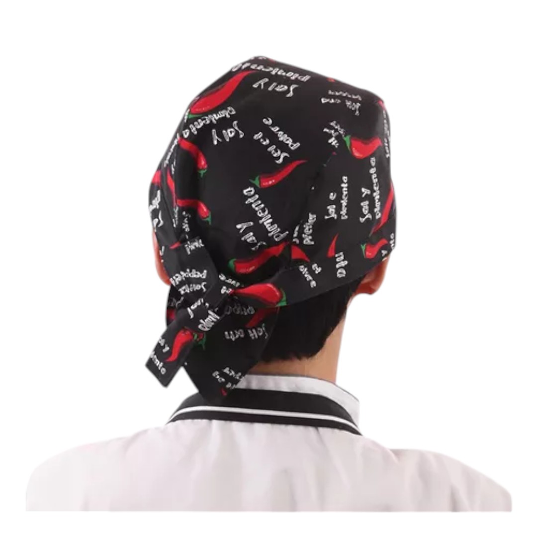 GORRO O BANDANA DE COCINA CHEF CON LAZO AMARRABLE - BLANCO INVIERNO - 4