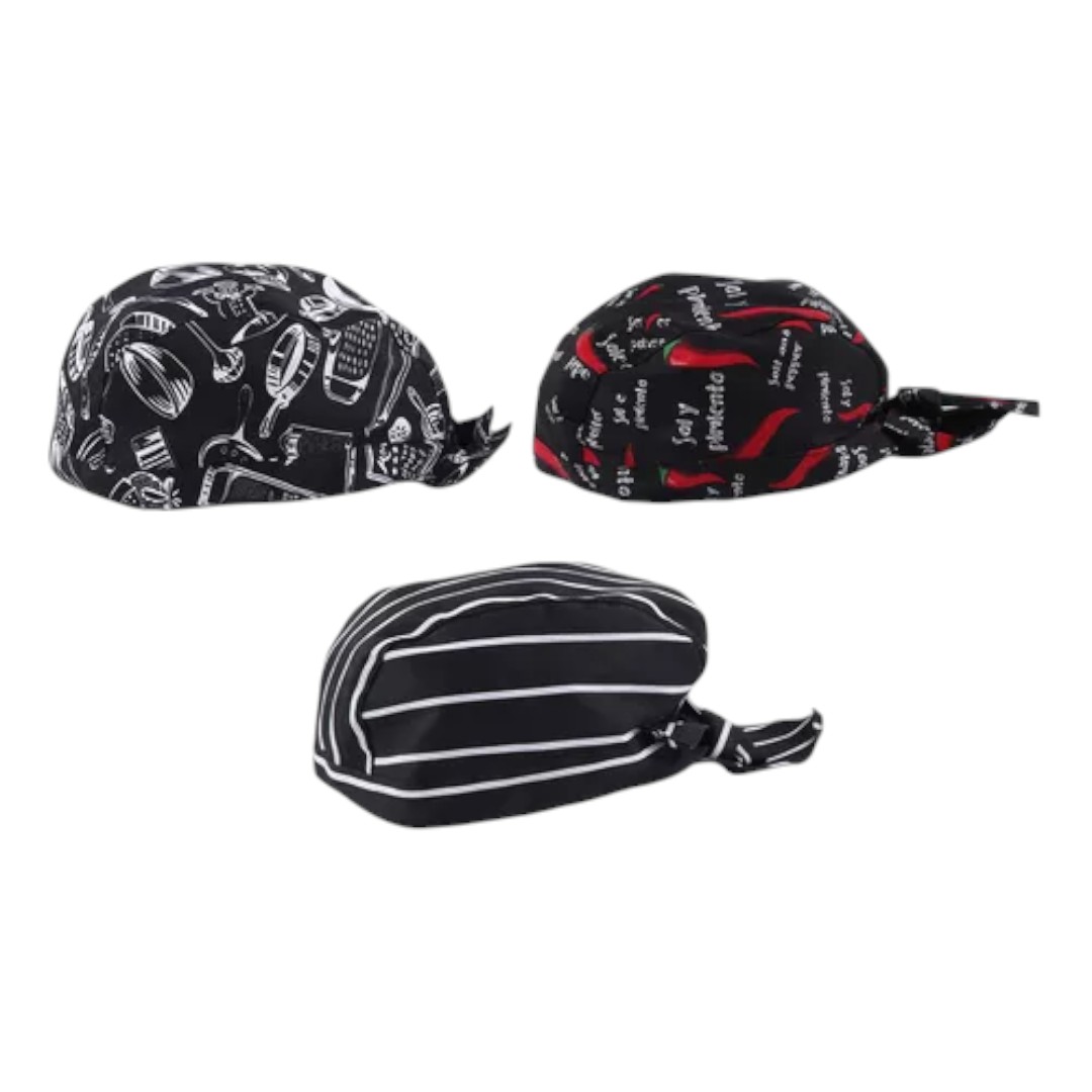 GORRO O BANDANA DE COCINA CHEF CON LAZO AMARRABLE - BLANCO INVIERNO - 4