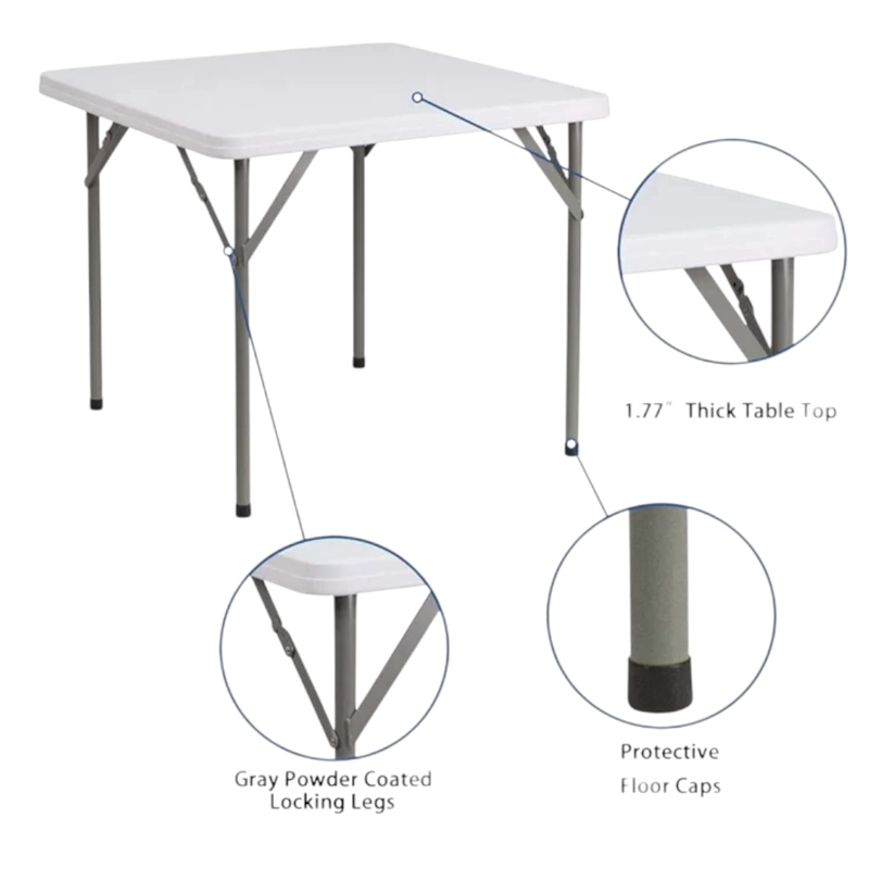 MESA PLEGABLE CAMPING PORTÁTIL EVENTOS 86X86 CM - 2