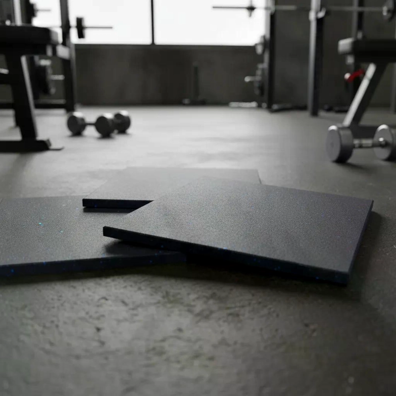 PISO CAUCHO GIMNASIO 50X50CM X GROSOR 2CM - AZUL - 2
