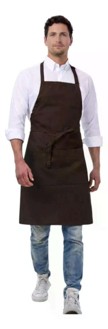 PECHERA DELANTAL SALON COCINA GASTRONOMIA UNISEX - MARRON - 2