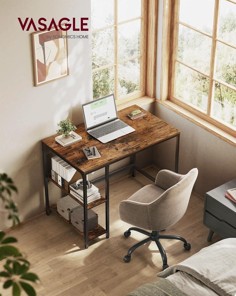 ESCRITORIO MODERNO VASAGLE CON REPISAS MADERA Y METAL 100 CM - 2