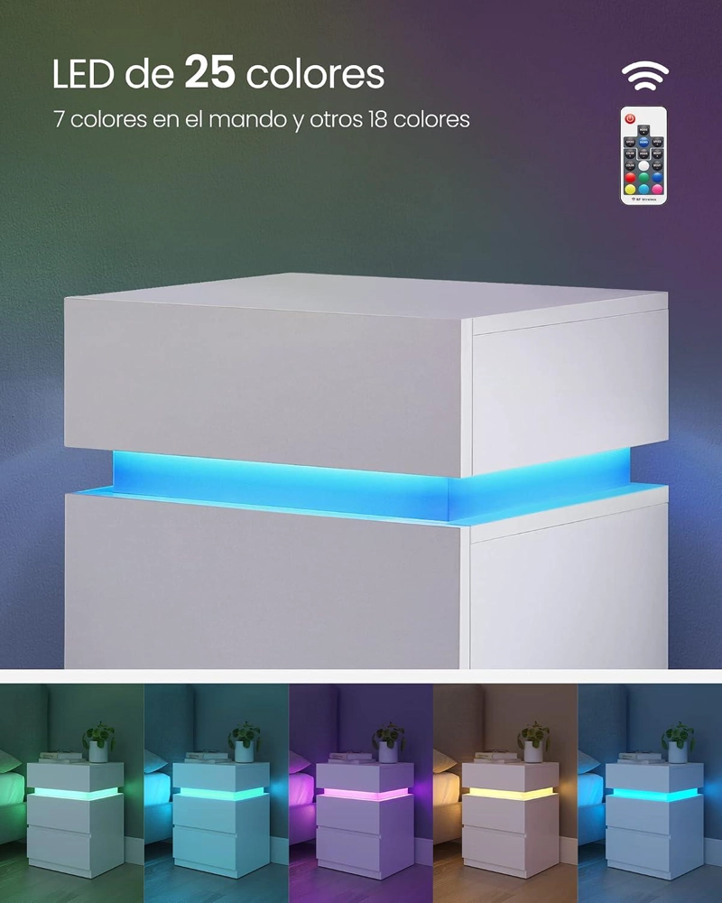 VELADOR VASAGLE 3 CAJONES CON ILUMINACION LED MULTICOLOR - 5