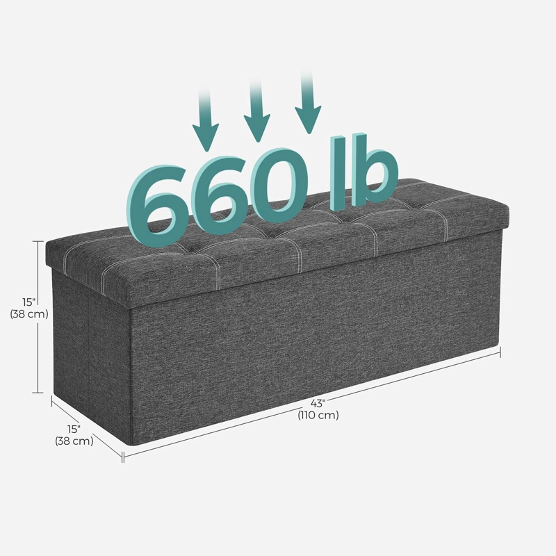 PUFF BAUL SONGMICS 110 CM BANCO PLEGABLE CON ALMACENAMIENTO - 7