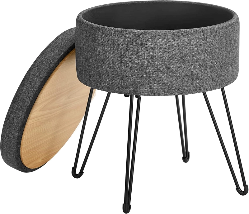 TABURETE PUFF SONGMICS CON ALMACENAJE 51 L GRIS OSCURO - 1