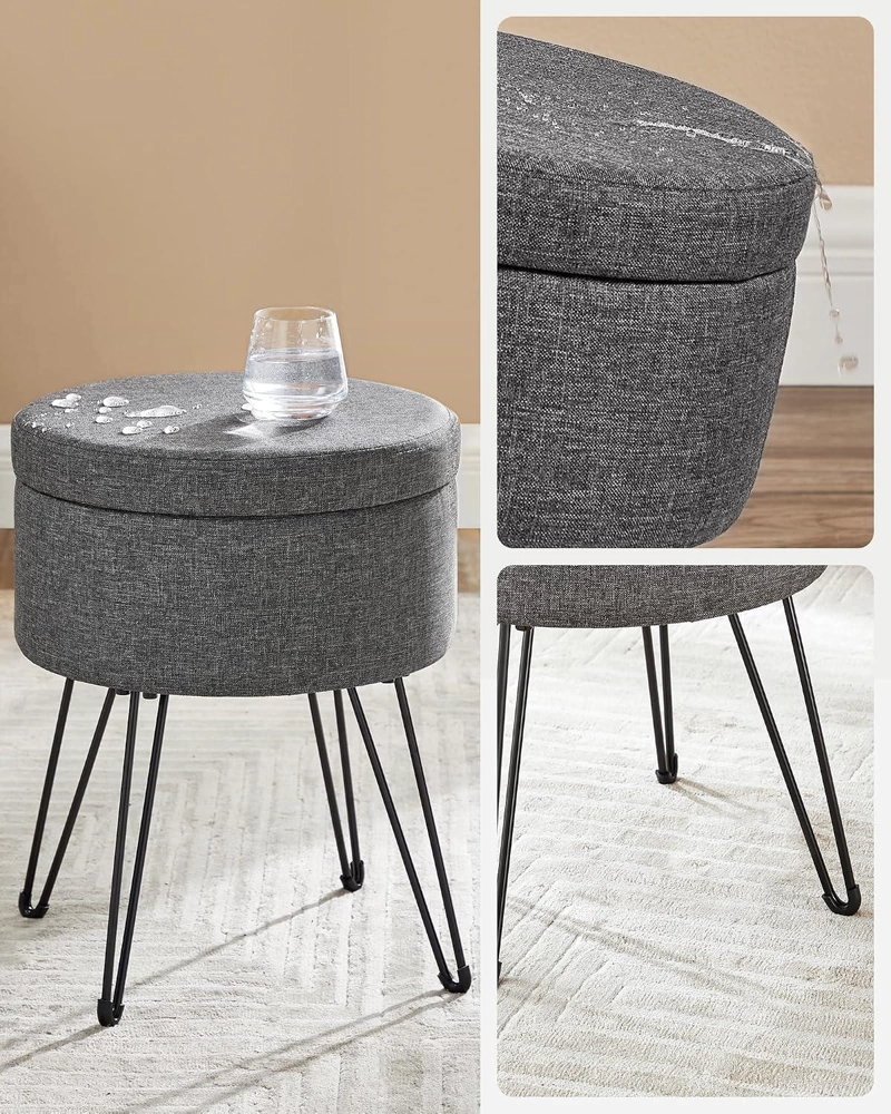 TABURETE PUFF SONGMICS CON ALMACENAJE 51 L GRIS OSCURO - 5