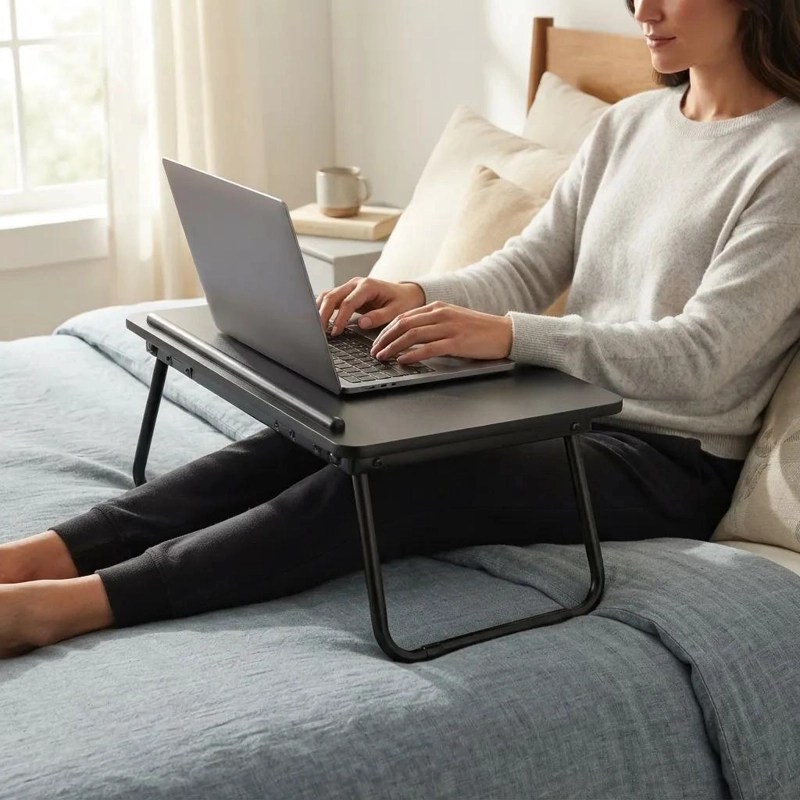 MESA PLEGABLE ELEVABLE NOTEBOOK PARA CAMA O SOFA NEGRO - 2