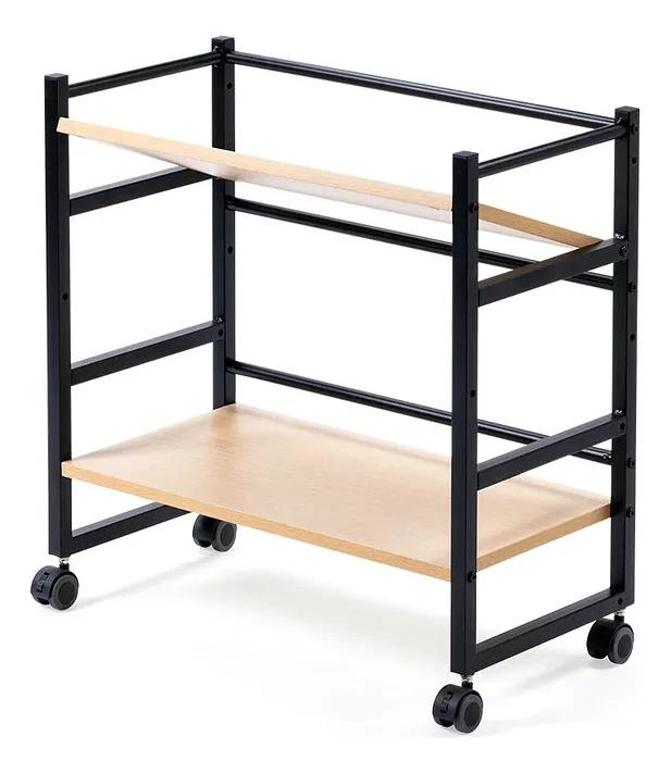 CARRO ESTANTE ORGANIZADOR RUEDAS 2 NIVELES MADERA NEGRO - 3