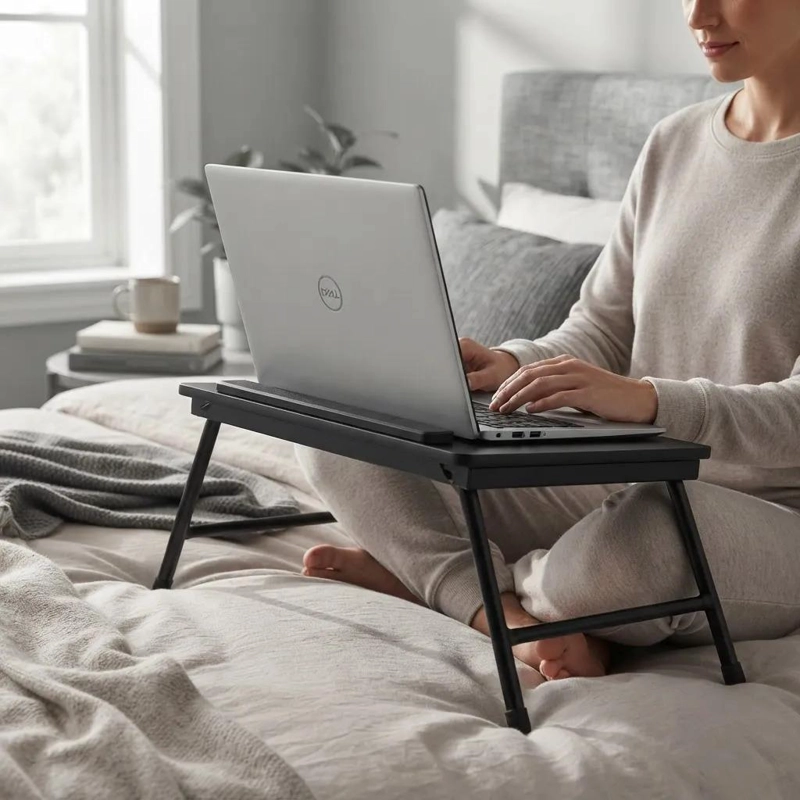 MESA NOTEBOOK PLEGABLE PARA CAMA SOFA INCLINABLE NEGRO - 2