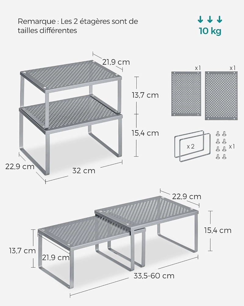 SET 2 ORGANIZADORES DE ESPECIAS SONGMICS APILABLES METAL - 6