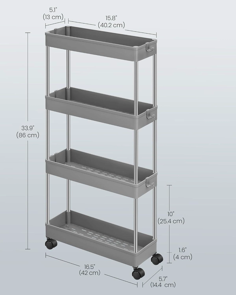 CARRO MULTIUSO SONGMICS 4 PISOS ANGOSTO GRIS 14,4 CM - 4