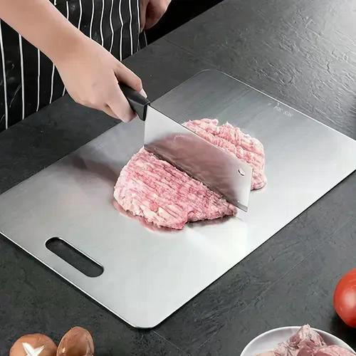 TABLA DE CORTAR DOBLE CARA ACERO INOXIDABLE 36X25 COCINA LISA - 1