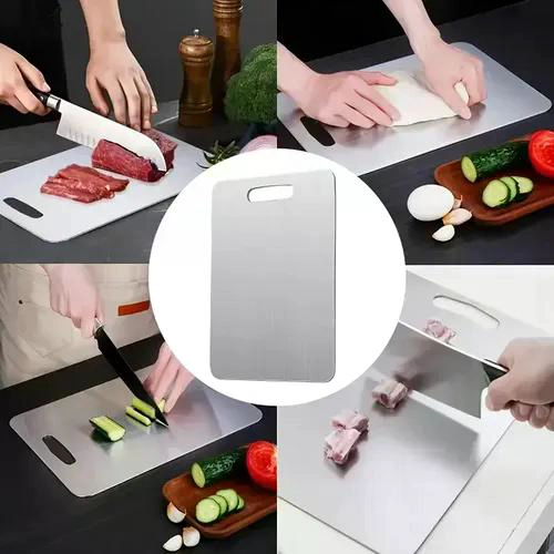 TABLA DE CORTAR DOBLE CARA ACERO INOXIDABLE 36X25 COCINA LISA - 4