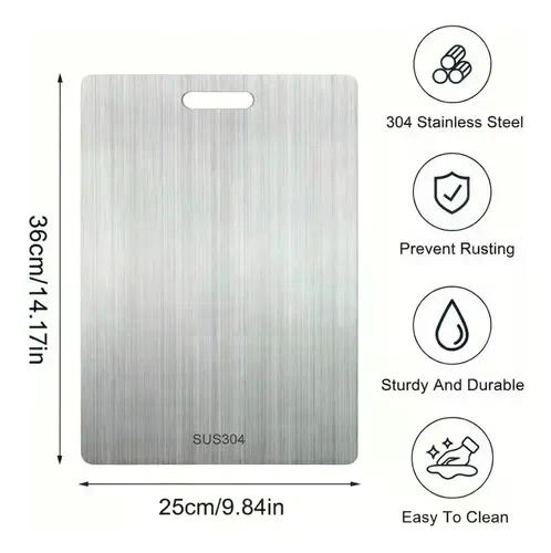 TABLA DE CORTAR DOBLE CARA ACERO INOXIDABLE 36X25 COCINA LISA - 5