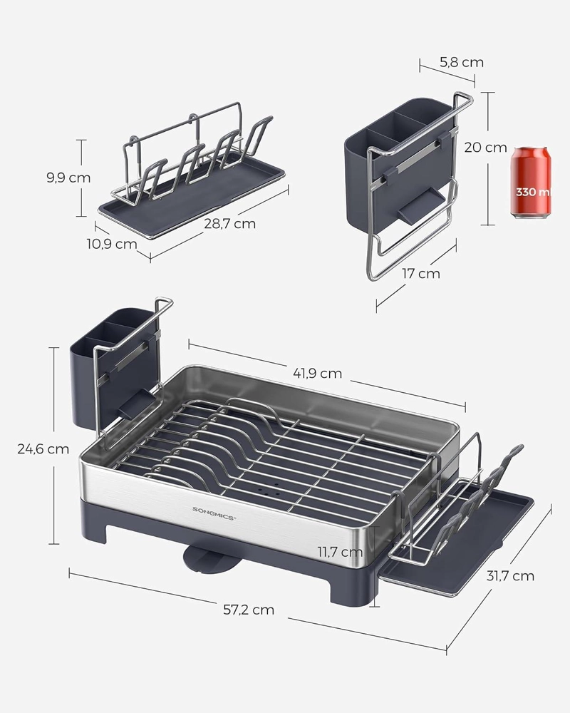 SECAPLATOS SONGMICS ACERO INOXIDABLE CON BANDEJA 57 CM - 5