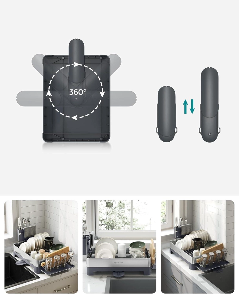 SECAPLATOS SONGMICS ACERO INOXIDABLE CON BANDEJA 57 CM - 6