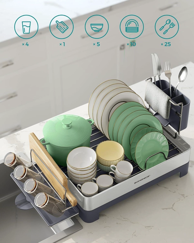 SECAPLATOS SONGMICS ACERO INOXIDABLE CON BANDEJA 57 CM - 8
