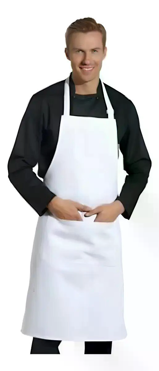PACK 5 PECHERAS CHEF OUTFITTERS CON BOLSILLO BLANCO LISO - 1
